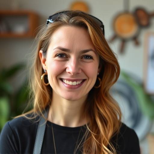 Foto ritratto di Laura Ferrari, Fondatore di Alpha Innovations, con un'espressione creativa e un ambiente di lavoro dinamico sullo sfondo.