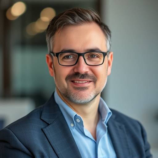 Foto ritratto di Roberto Martini, Project Manager di Omega Group, che dimostra un'espressione di concentrazione e competenza.