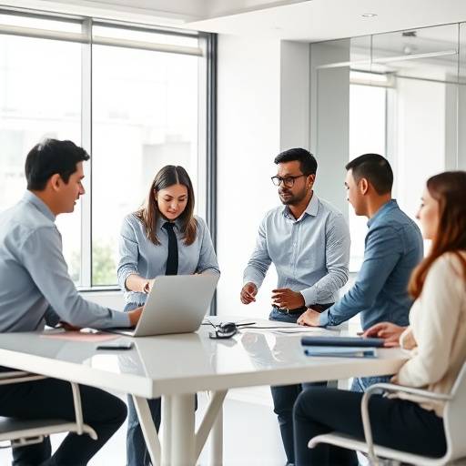 Un gruppo di professionisti milanesi che collaborano in un ambiente di ufficio moderno, simbolo di leadership e lavoro di squadra.