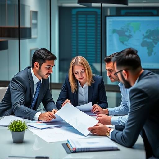 Un team di consulenti che analizza dati e statistiche durante una riunione.